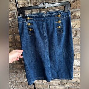Lauren Jeans Co Womens 6 Denim Blue Jean Pencil Skirt Button Front Western